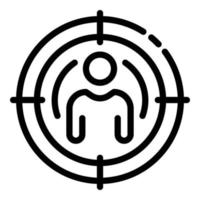 un hombre en el icono del círculo objetivo, estilo de contorno vector