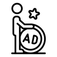 Man rolling ad barrel icon, outline style vector