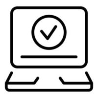 Checked laptop icon outline vector. Online check vector