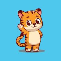 Cute tiger cartoon character vector icon illustration. funny animal nature icon concept isolated.