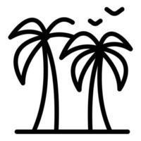 vector de contorno de icono de palma de coco. árbol de verano