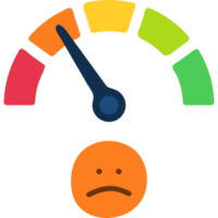 illustration du compteur d'échelle de visage d'émotion. indicateur d'humeur, enquête de satisfaction client, concept de rétroaction png