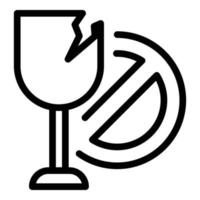 Broken glass icon, outline style vector