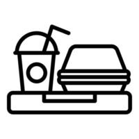 icono de menú de hamburguesas para llevar, estilo de esquema vector