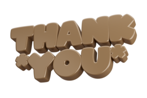 thank you 3d render text phrase inscription png