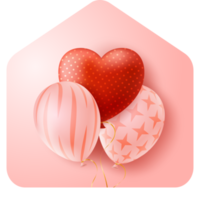 Hem kärlek valentine dag illustration med hjärta ballong png