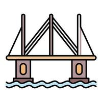 Modern city bridge icon color outline vector