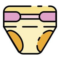 Baby diaper icon color outline vector