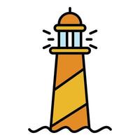 Striped lighthouse icon color outline vector