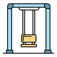 Kid swing icon color outline vector