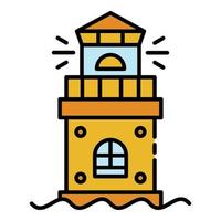 Ocean lighthouse icon color outline vector