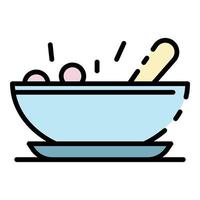 Baby food bowl icon color outline vector