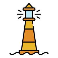 Shiny lighthouse icon color outline vector