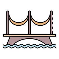 vector de contorno de color de icono de puente de río