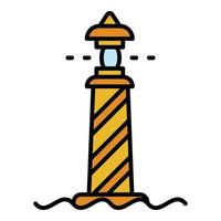 Architecture lighthouse icon color outline vector