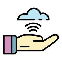 Cloud nfc icon color outline vector