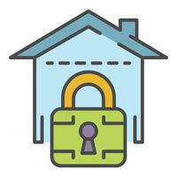 Locked smart house icon color outline vector
