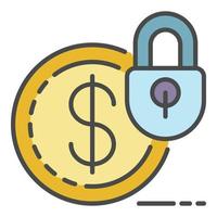 Secured money icon color outline vector