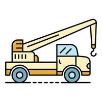 Truck crane icon color outline vector