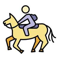 Horseback riding icon color outline vector