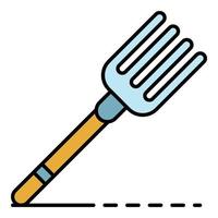 Hand fork icon color outline vector