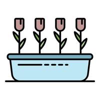 Garden flower pot icon color outline vector