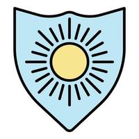 Sun protect shield icon color outline vector