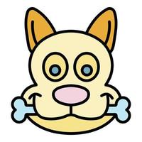Dog bone caught icon color outline vector