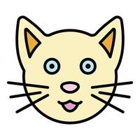 vector de contorno de color de icono de cara de gato lindo