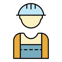 Masonry worker icon color outline vector