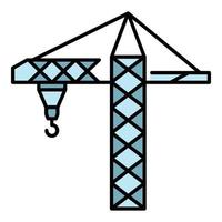 Construction crane icon color outline vector