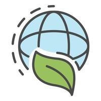 Global leaf icon color outline vector