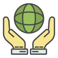 Hand keep globe icon color outline vector