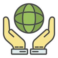 Hand keep globe icon color outline vector