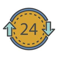 24 hours delivery icon color outline vector