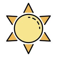 Sun icon color outline vector