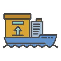 Cargo ship delivery icon color outline vector