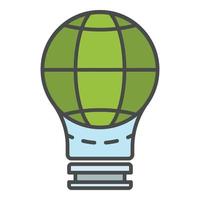Globe save bulb icon color outline vector