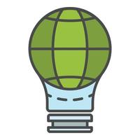 Globe save bulb icon color outline vector