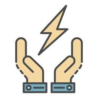 mano mantener energía icono color contorno vector