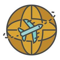 Global air delivery icon color outline vector