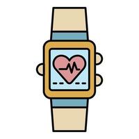 Heart rate smartwatch icon color outline vector