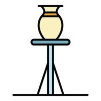 Jug on potter stand icon color outline vector