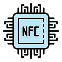 vector de contorno de color de icono de procesador nfc