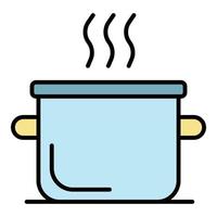 Boiling water pot icon color outline vector