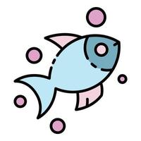 vector de contorno de color de icono de peces marinos exóticos