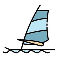 Wind surfing icon color outline vector