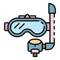 Underwater mask icon color outline vector