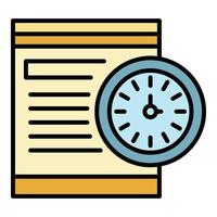 Time paper payment icon color outline vector