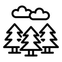 Clouds and spruce icon, outline style vector